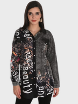 Woven Top - Black/Cheetah