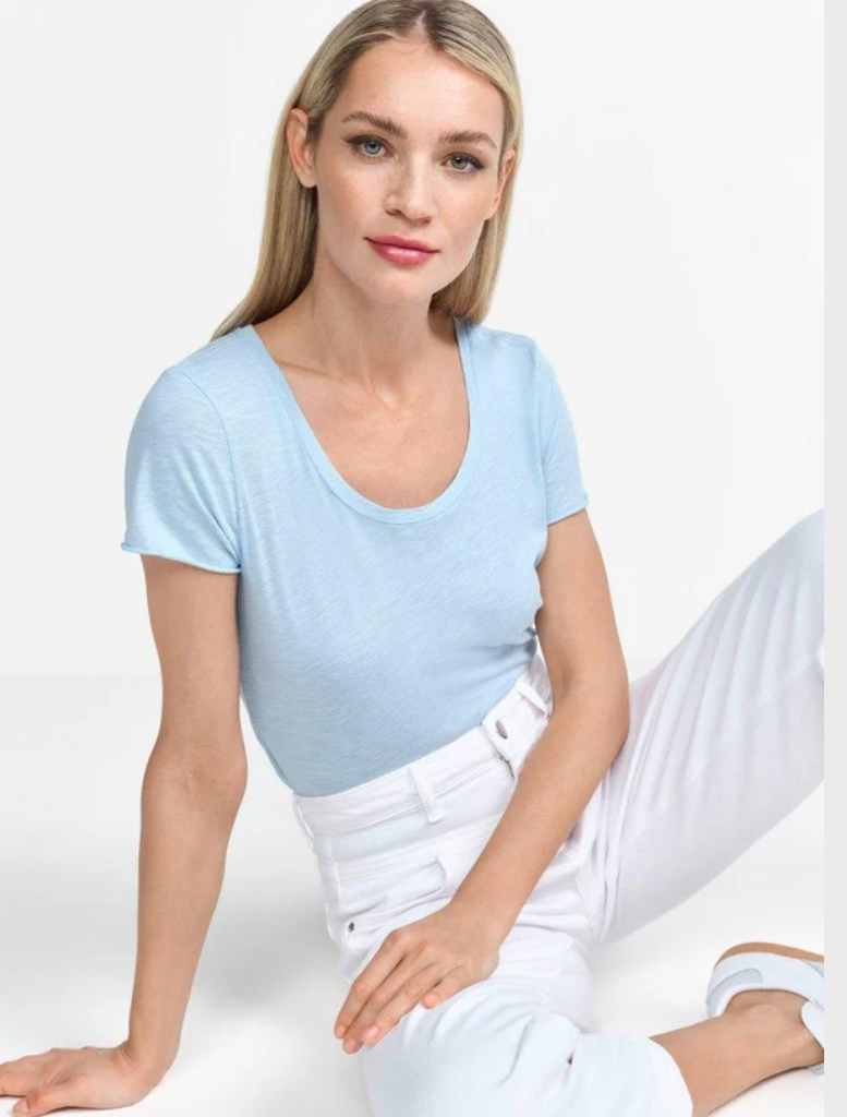 Airy cotton T-shirt - Clear Sky