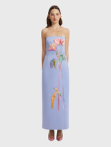 Rayna Embroidered Bustier Maxi Dress - Rose in Periwinkle