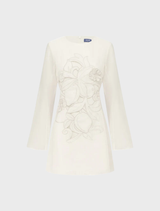 Suzanne Applique Bell Sleeve Mini Dress - Snow