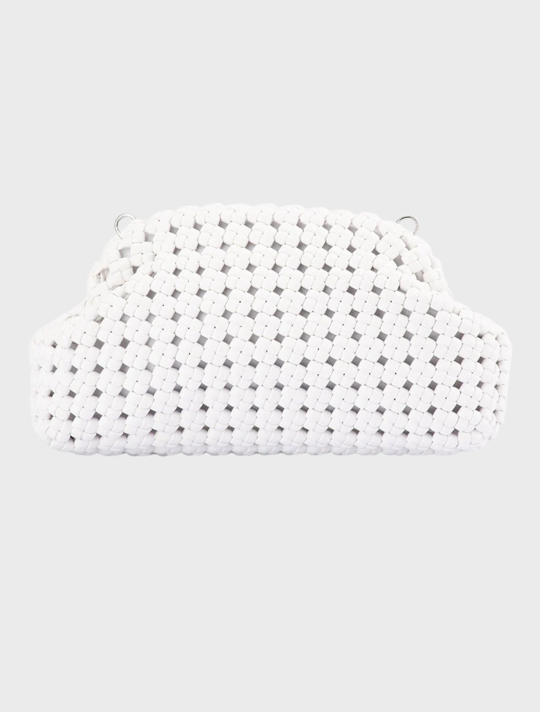 Everly Hand Woven Clutch - White