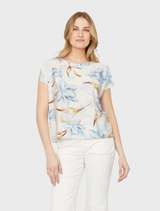 Woven Top - Porcelain/Blue