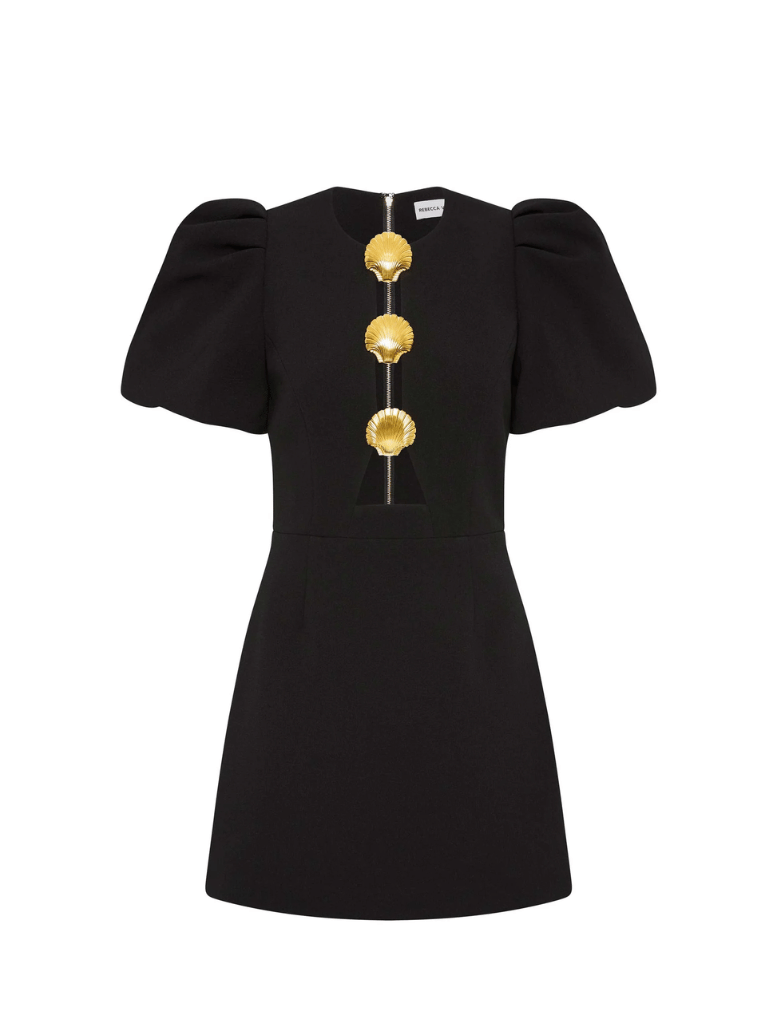 Sirene Puff Sleeve Mini Dress  - Black