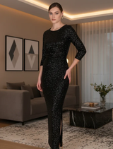 Sequin Midi Dress - Black