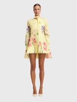Libby Mini Linen Dress – Agapanthus Print