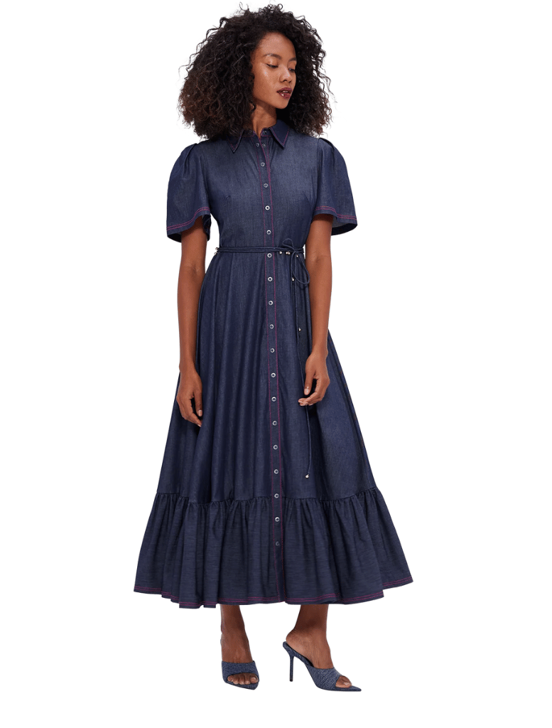 Roberta Denim Midi Dress - Indigo