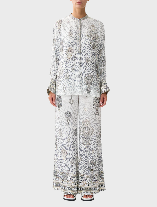 Relaxed Placket Detail Shirt - Marble heaven