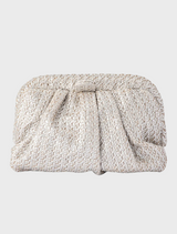 Stevie Pleated Woven Clutch - Silver