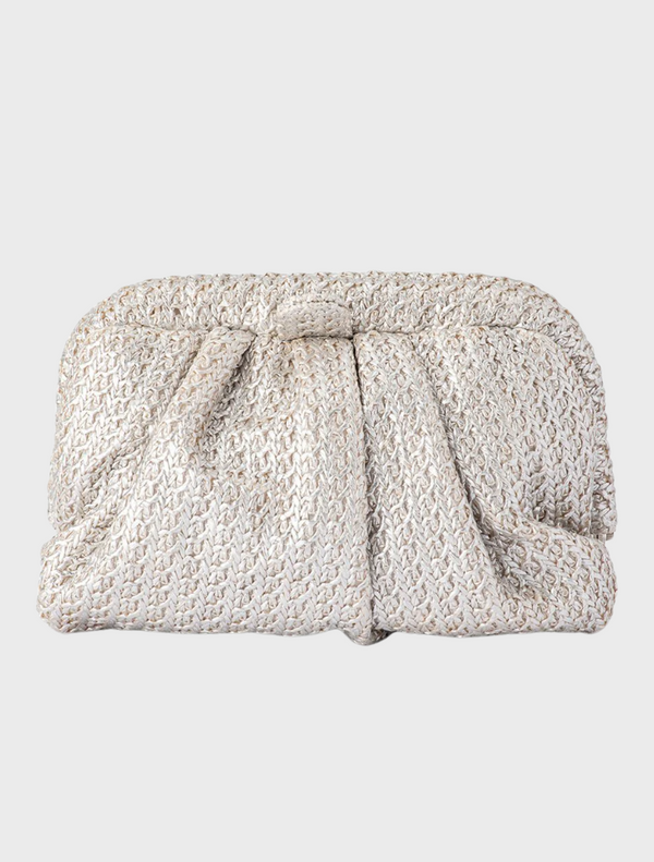 Stevie Pleated Woven Clutch - Silver