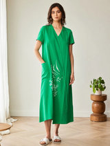 Rubber Printed Dress - Emerald