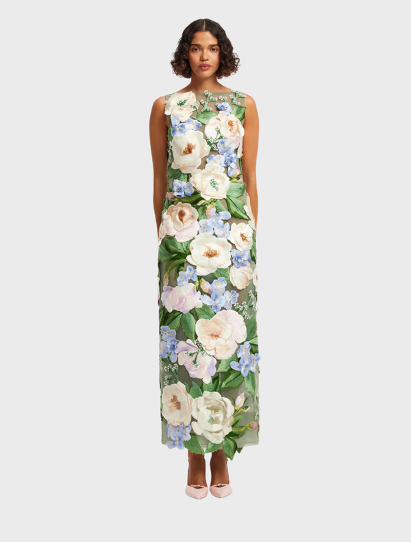 knee length dresses for ladies Leo Lin Rayna Appliqu Floral Bustier Maxi Dress