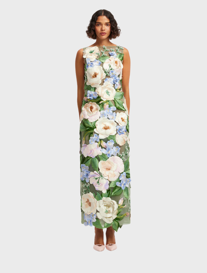 knee length dresses for ladies Leo Lin Rachel Cowl Neck Slip Dress in Cascade Print – Coco & Lola