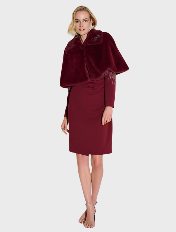 Faux Fur Cape - Merlot