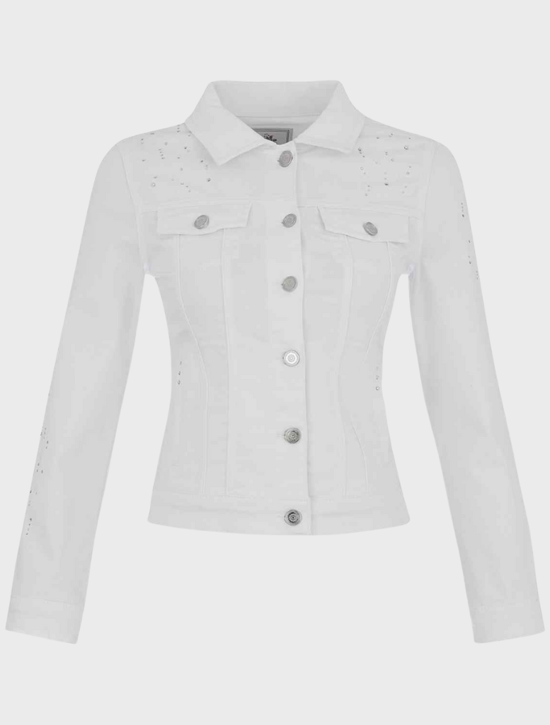 Denim Jacket with Embellishments – White