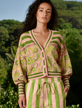 The Main Event  Cardigan - Blush/Green