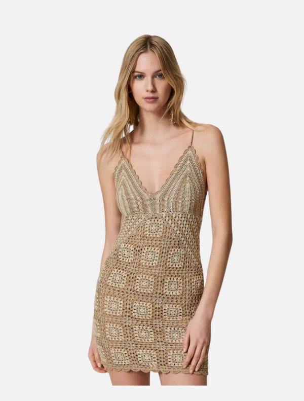 Short Multicolour Lurex Crochet Dress - Ginger Root