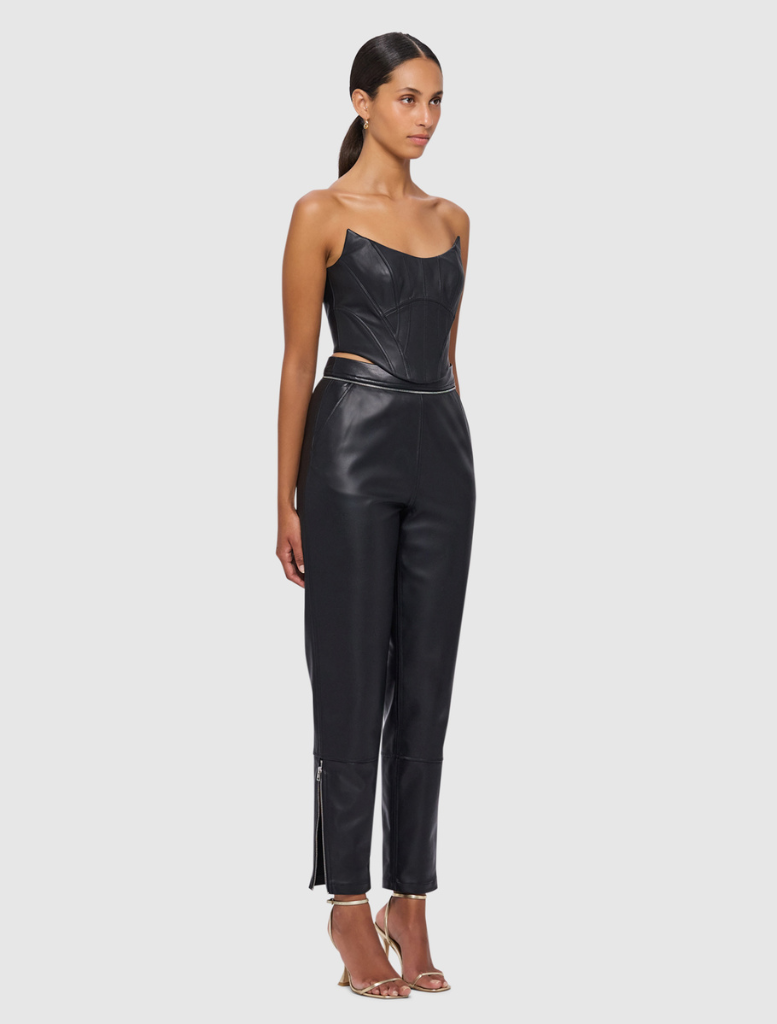 Vic Leather Straight Leg Pants - Ebony