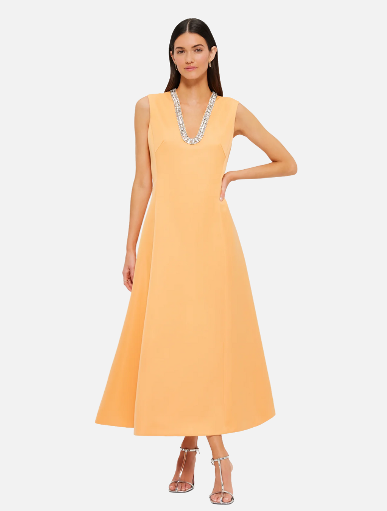 Nicola Embellished Midi Dress - Ochre