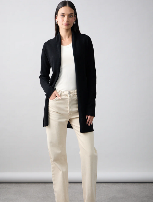 Pure Essentials Soft Roll Cardi - Jet Black