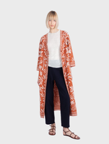 Long Coatigan, Urban Botanic Pattern - Nougat