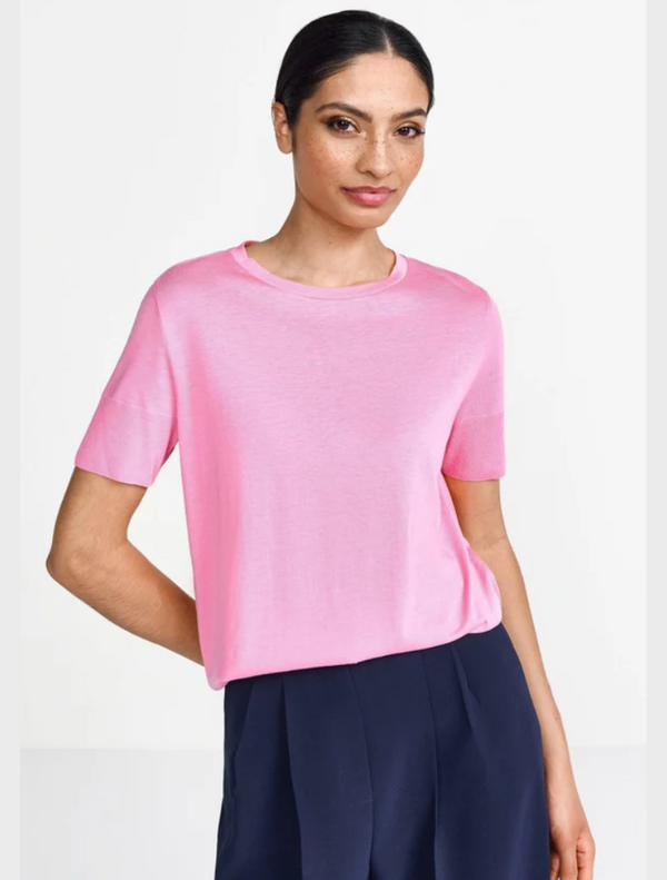 T-shirt With Ribbed Cuffs - Bubblegum Pink