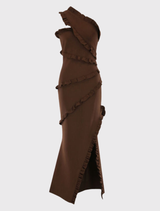 Floriana Asymmetric Gown - Brown