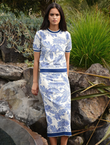 Bleu Print Skirt - Blue/White