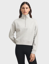 Lounge Cropped Half Zip - Grey Marl