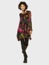 Dress Peony with Underdress - Black/pink