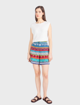 Jacquard Shorts, Mediterranean Motif - Ink