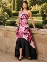Lumiflora Asymmetrical Gown - Pink Multi