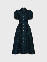 Cascades Short Sleeve Midi Dress - Teal