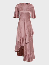 Gisele Flounce Sleeve Midi - Blush Brown