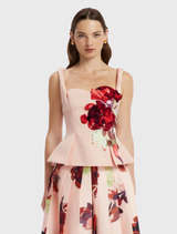 Georgia Embroidered Top - Reverie Print in Nectar
