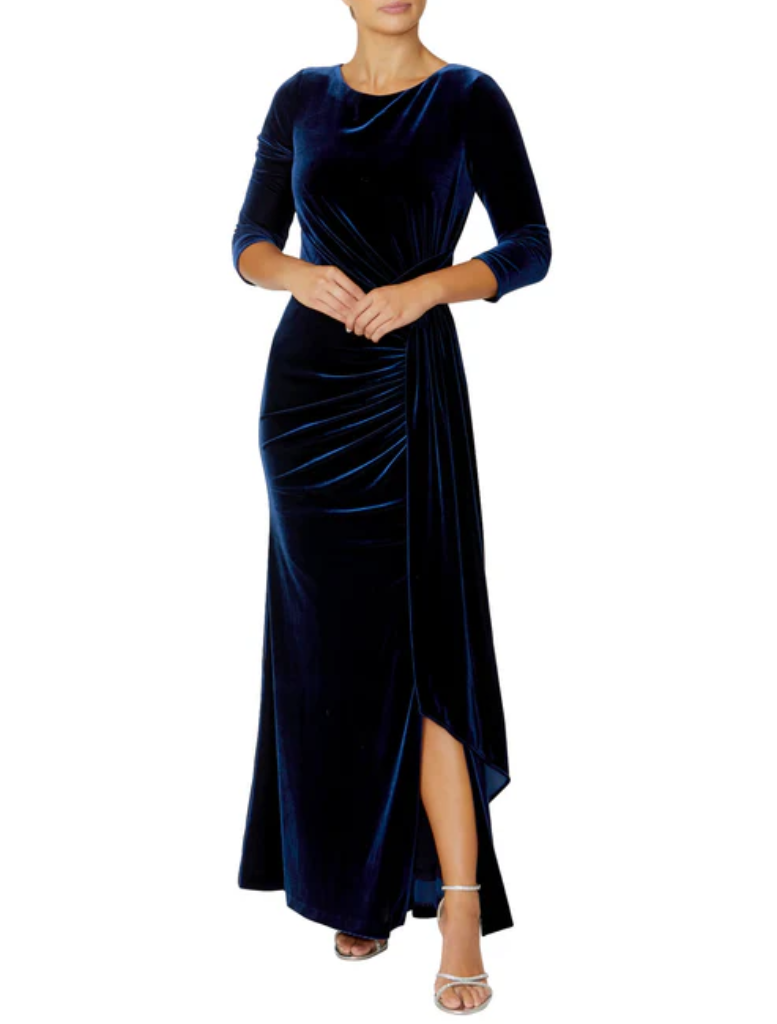 Peyton Velour Gown -Sapphire