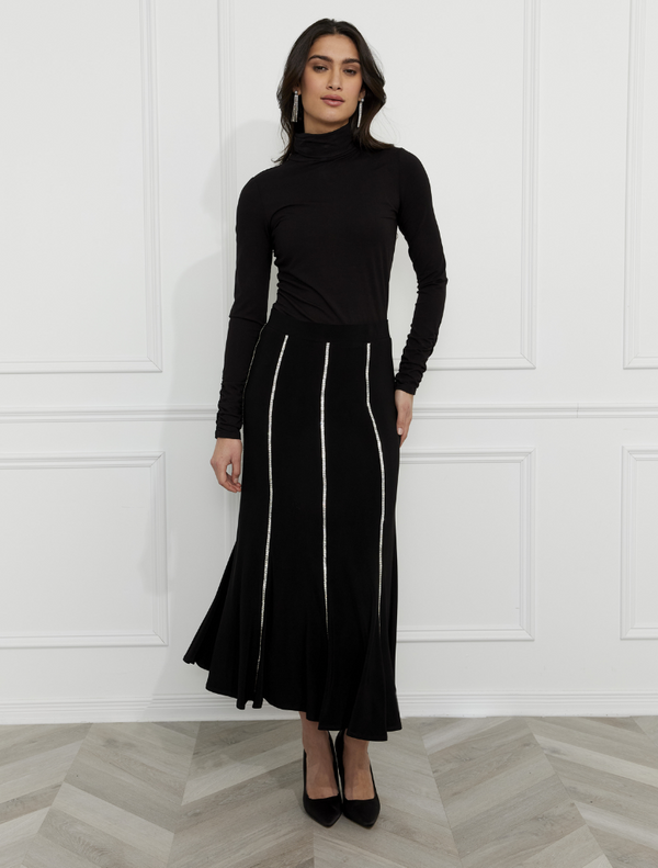 Elegant A-line Evening Skirt - Black