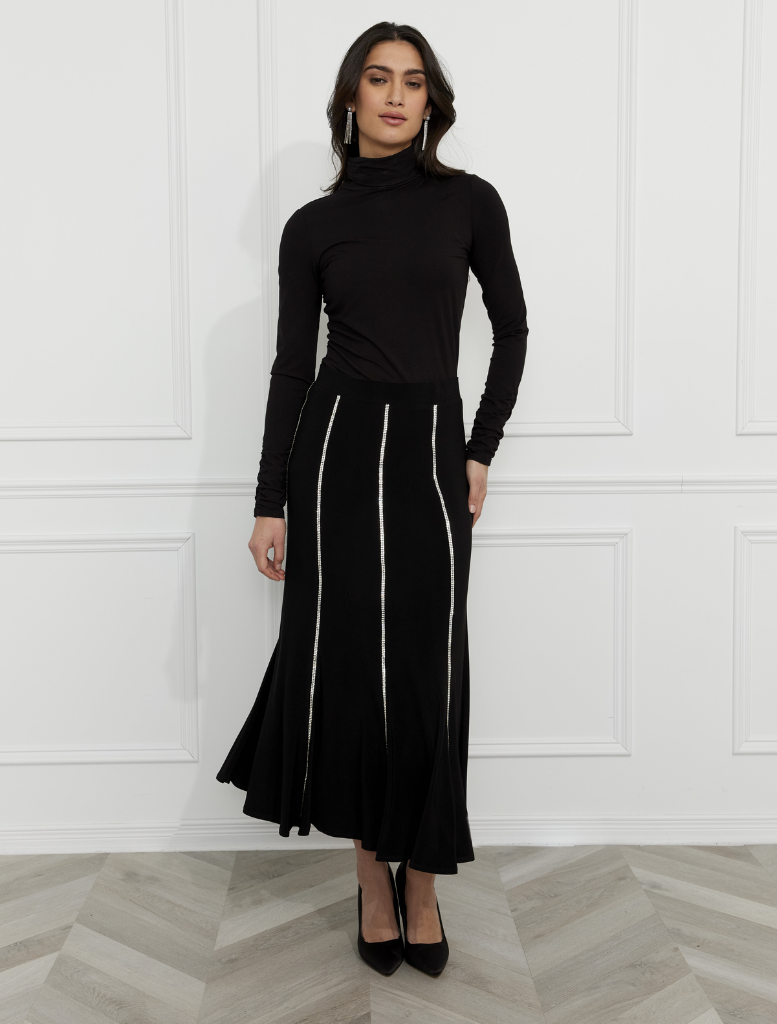 Elegant A-line Evening Skirt - Black