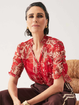 Lunette Viscose Chiffon Blouse - Crimson Palms