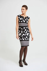 Geo Sheath Dress  -Black/Vanilla