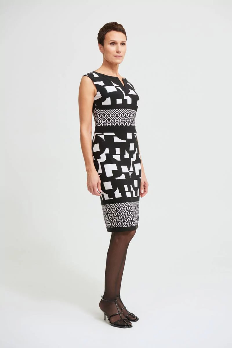 Geo Sheath Dress  -Black/Vanilla