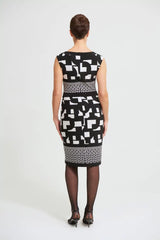 Geo Sheath Dress  -Black/Vanilla