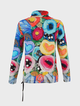 I Believe In Angels Cowl Neck Top - Black Multi