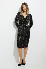 Printed Wrap Dress - Black/Multi