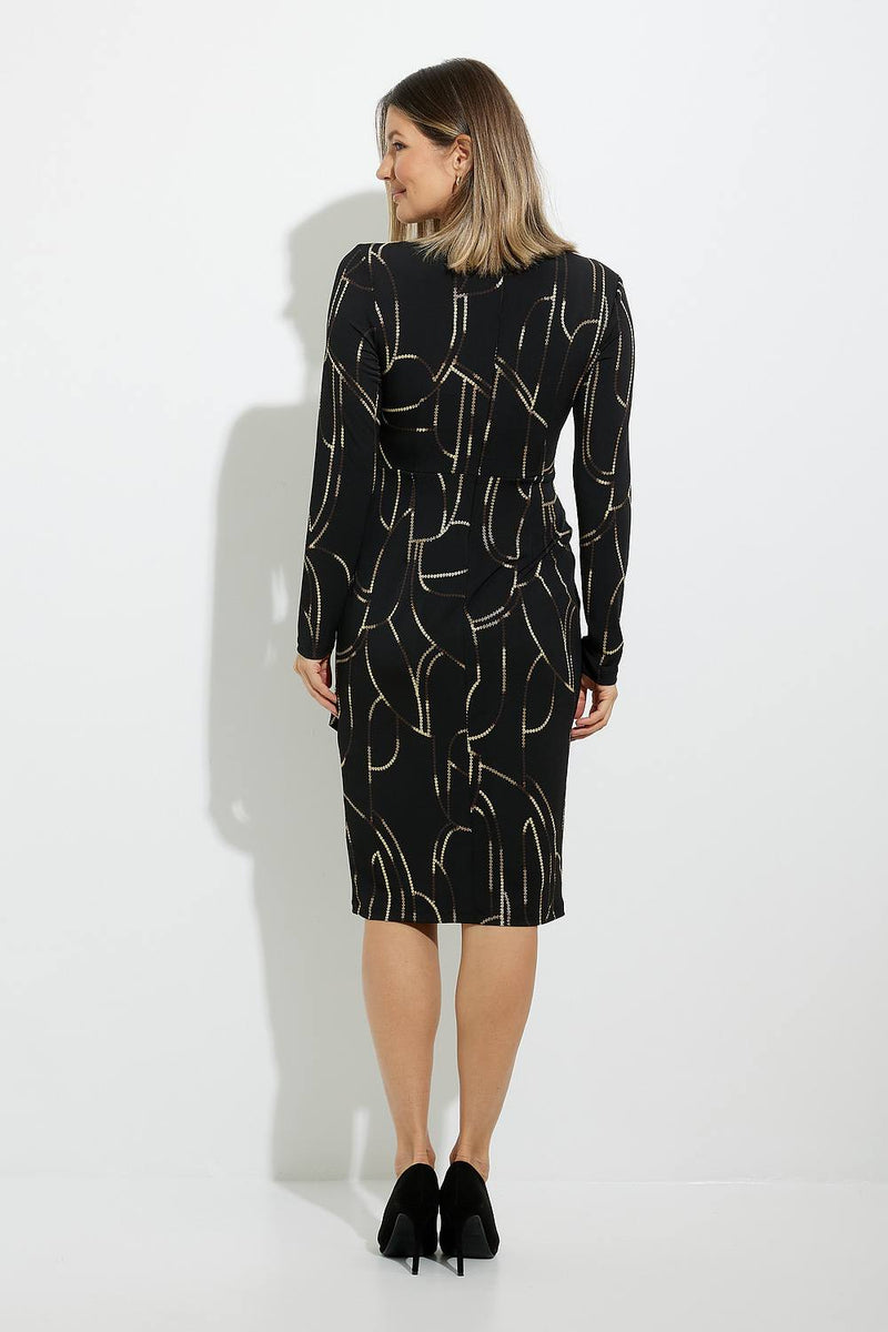 Printed Wrap Dress - Black/Multi