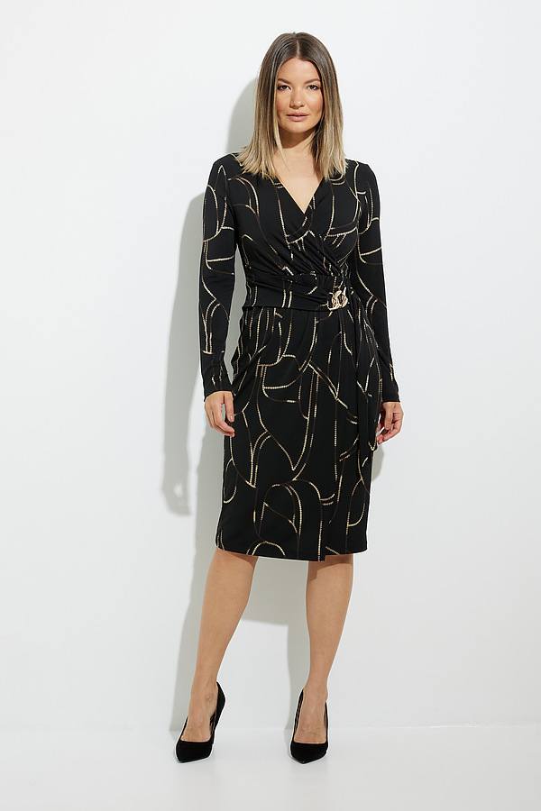 Printed Wrap Dress - Black/Multi