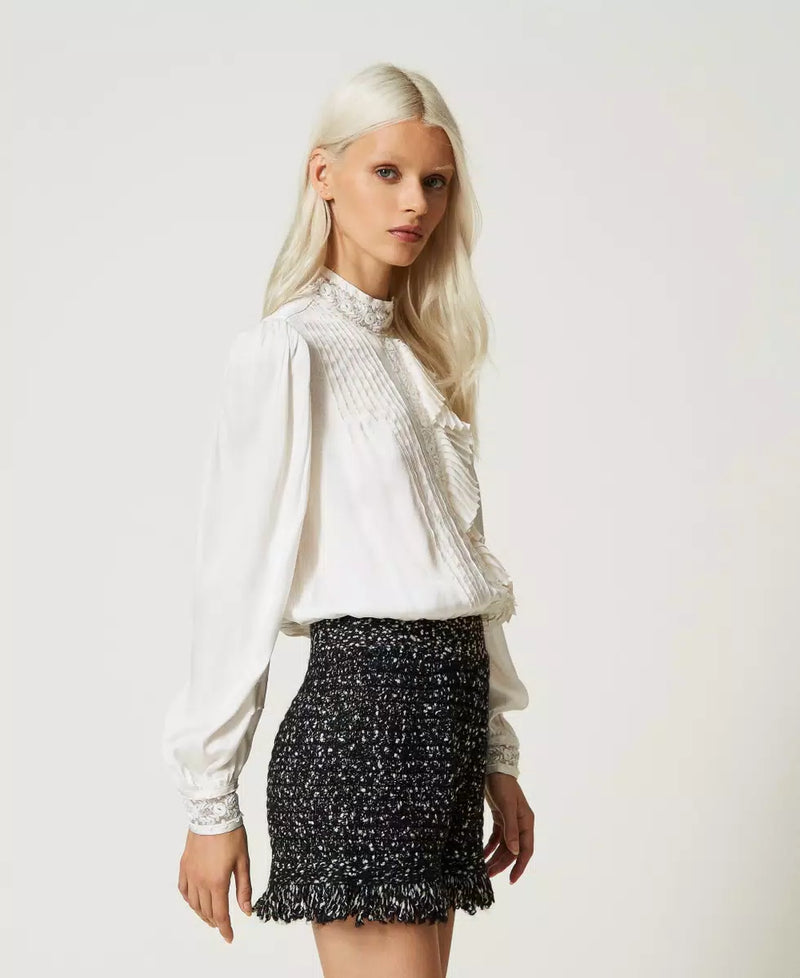 Bouclé lurex shorts - Bicolour Black / "Snow" White