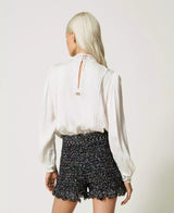 Bouclé lurex shorts - Bicolour Black / "Snow" White