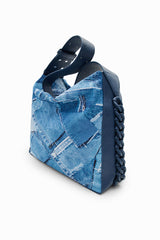 Nylon Shoulder Bag - Denim Patch Print