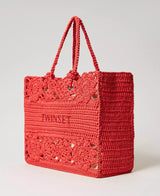 Floral crochet shopper - watermelon