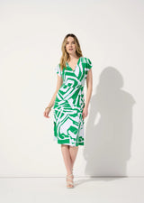 Abstract Print Wrap Dress  - Green/Vanilla